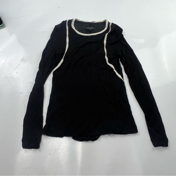 Rag & Bone women’s  Black/White Long-Sleeve Sweater XS L30-11 - Picture 2 of 5